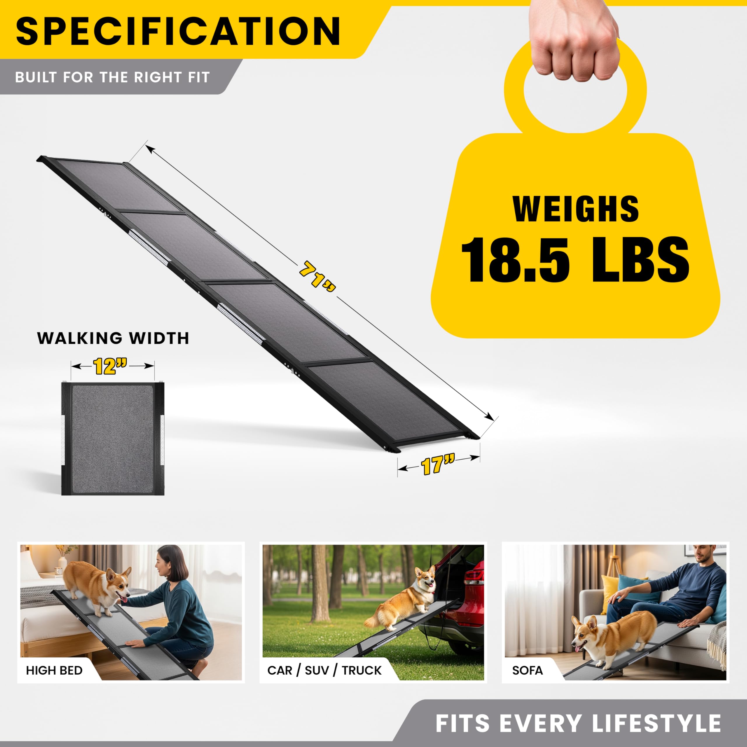 PATHOSIO PETS Ramp anti-slip feet provide stable footing.