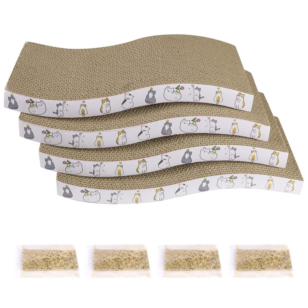 PatiencET Cat Scratcher Cardboard 4 Pack shown together for indoor cats.