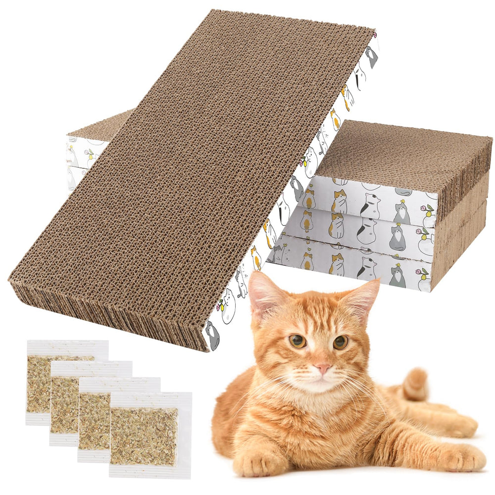 PatiencET cat scratching board 4-pack protects furniture while entertaining indoor cats.