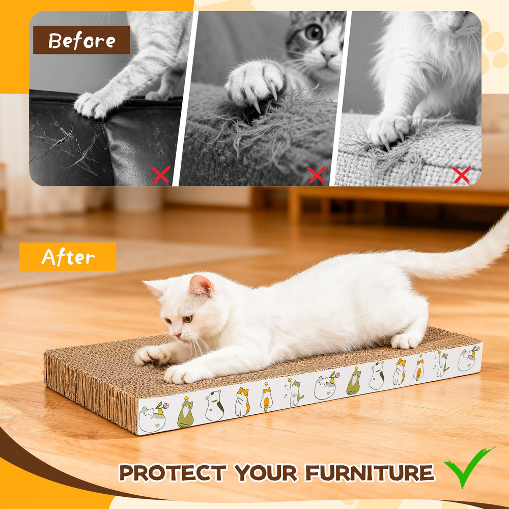 PatiencET double-sided scratcher with catnip entices cats to scratch instead of furniture.