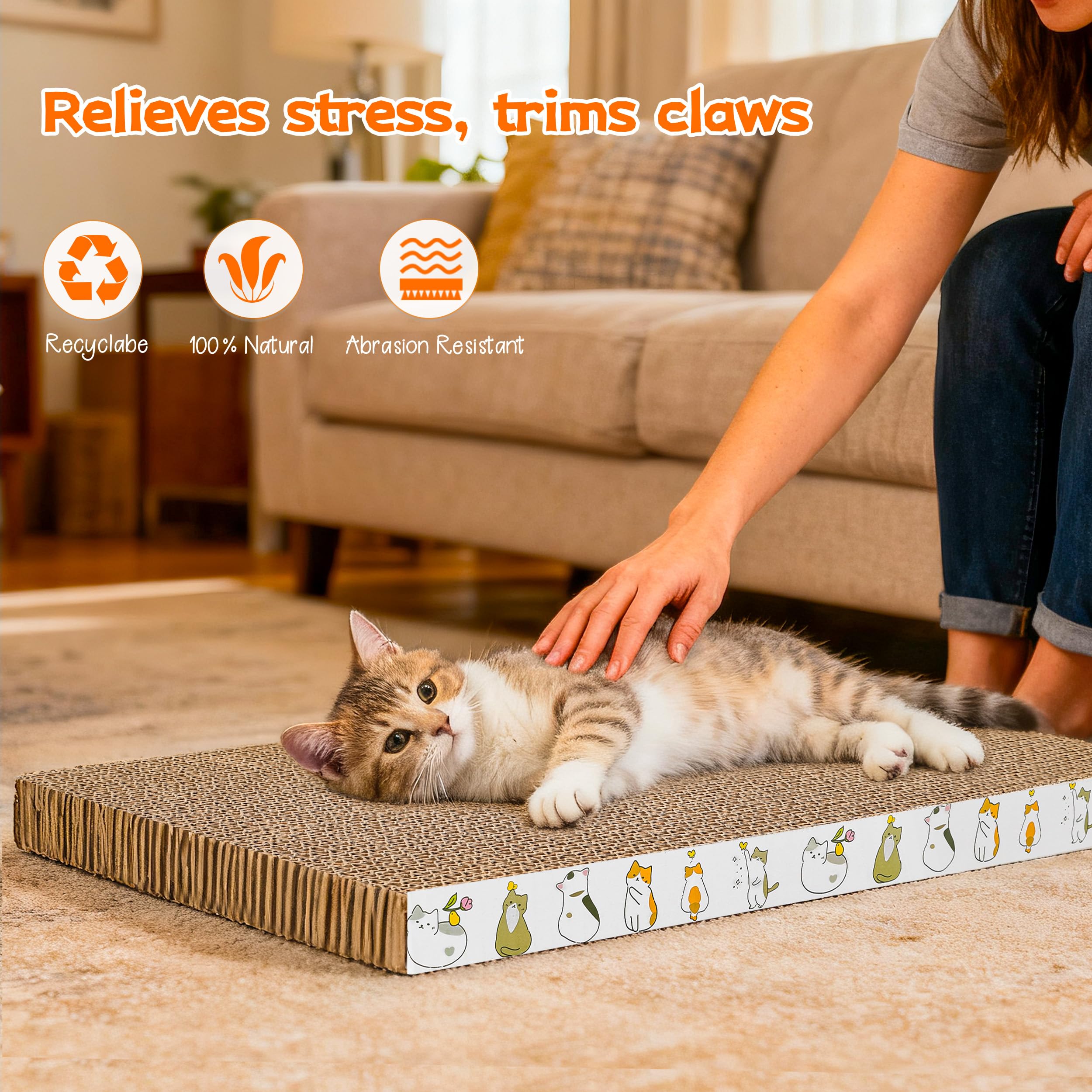 PatiencET furniture-protection scratcher helps reduce wear on sofas and curtains.