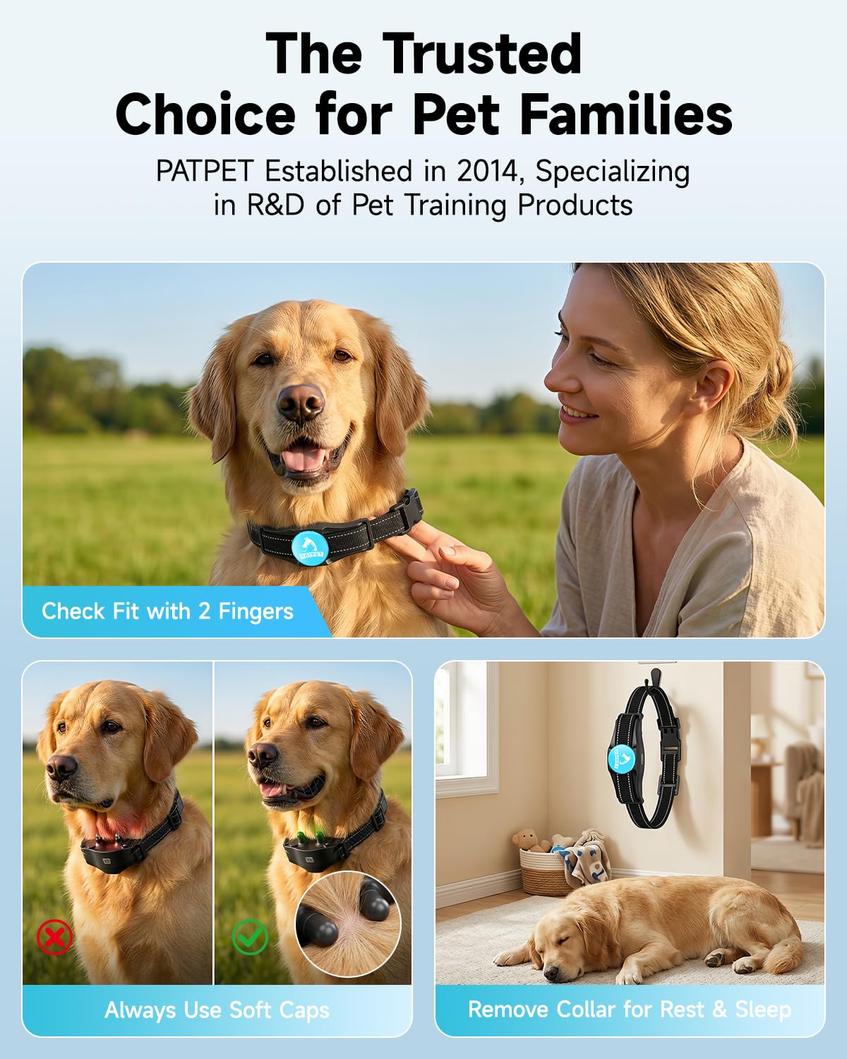 PATPET adjustable collar strap fits most medium to large dogs comfortably.