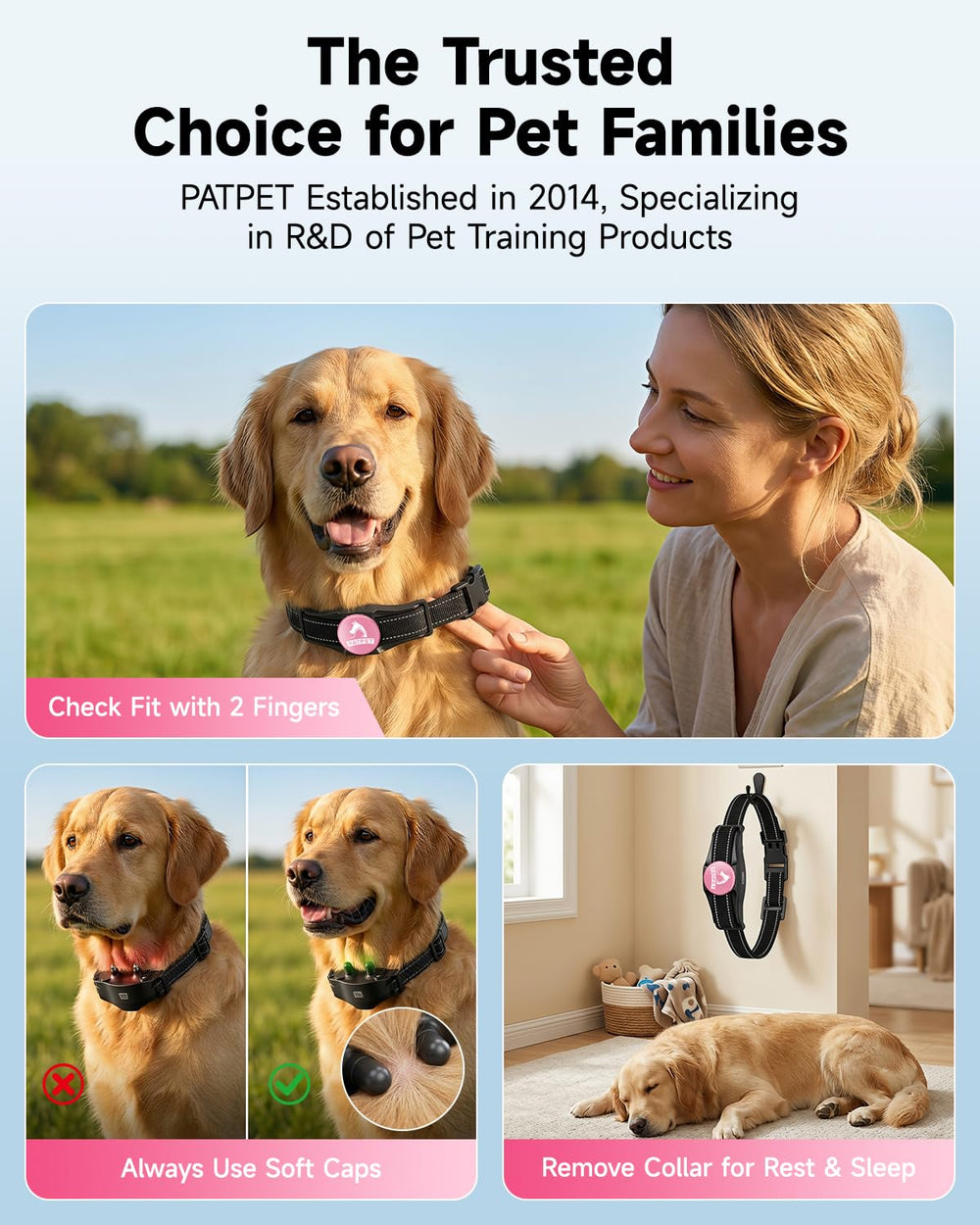 PATPET adjustable collar strap fits medium and large dogs comfortably