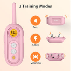 PATPET collar shows beep and vibration modes for gentle training