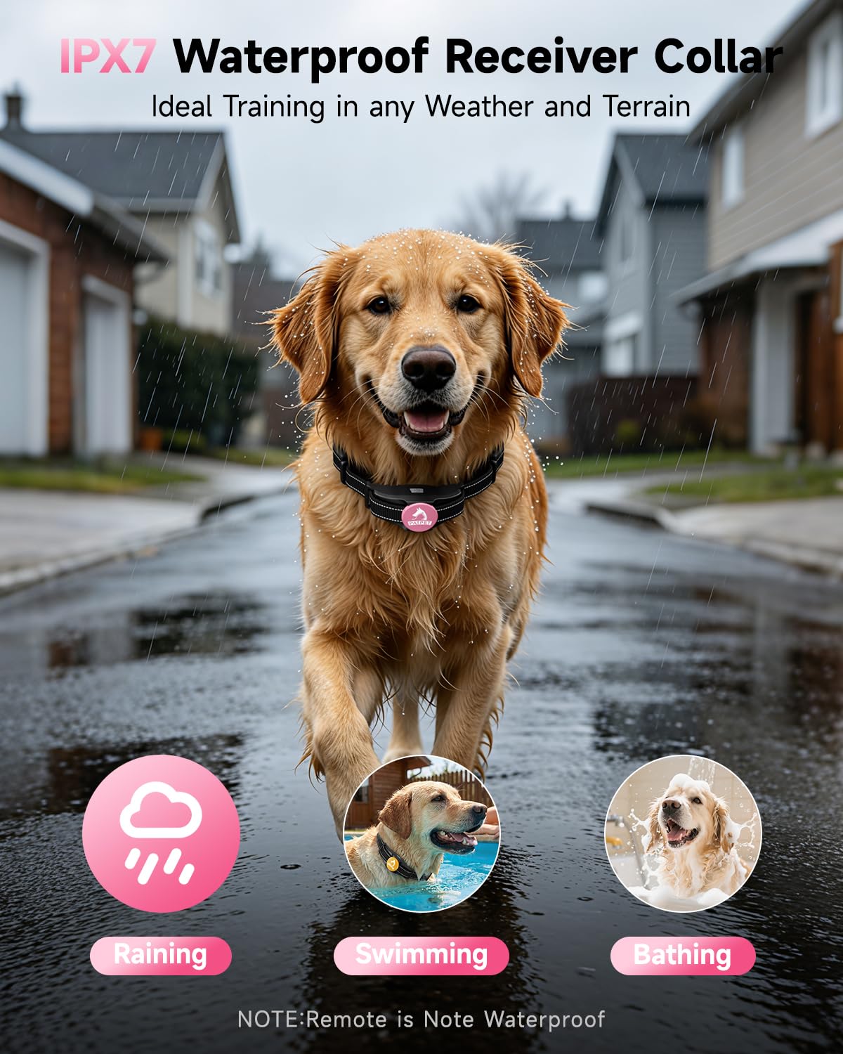 PATPET IPX7 waterproof collar ready for rain and swimming