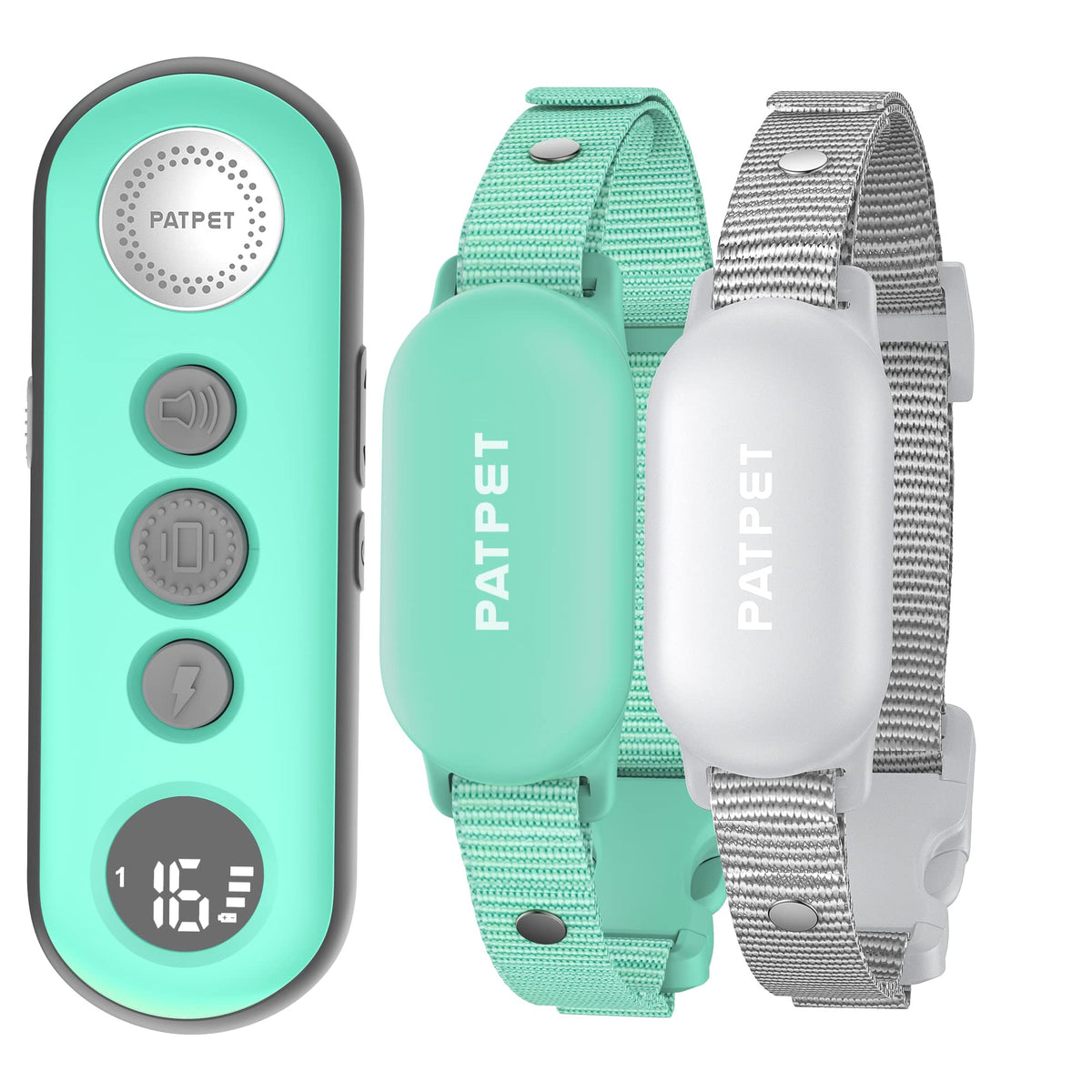 PATPET shock collar for dogs; adjustable for 10-120 lbs during indoor/outdoor training.