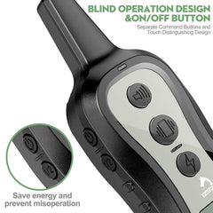 PATPET training collar remote and receiver shown with a 1000ft range for yard training.