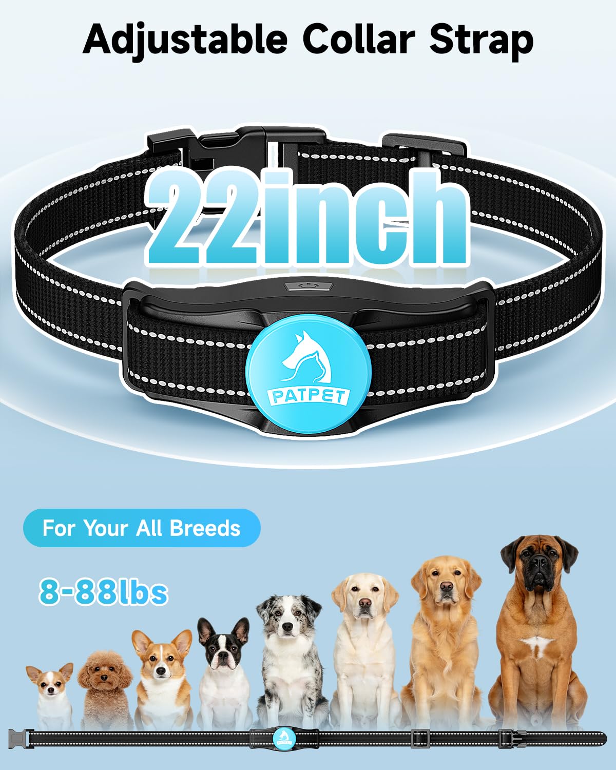 PATPET USB rechargeable collar and remote for quick, convenient recharge.