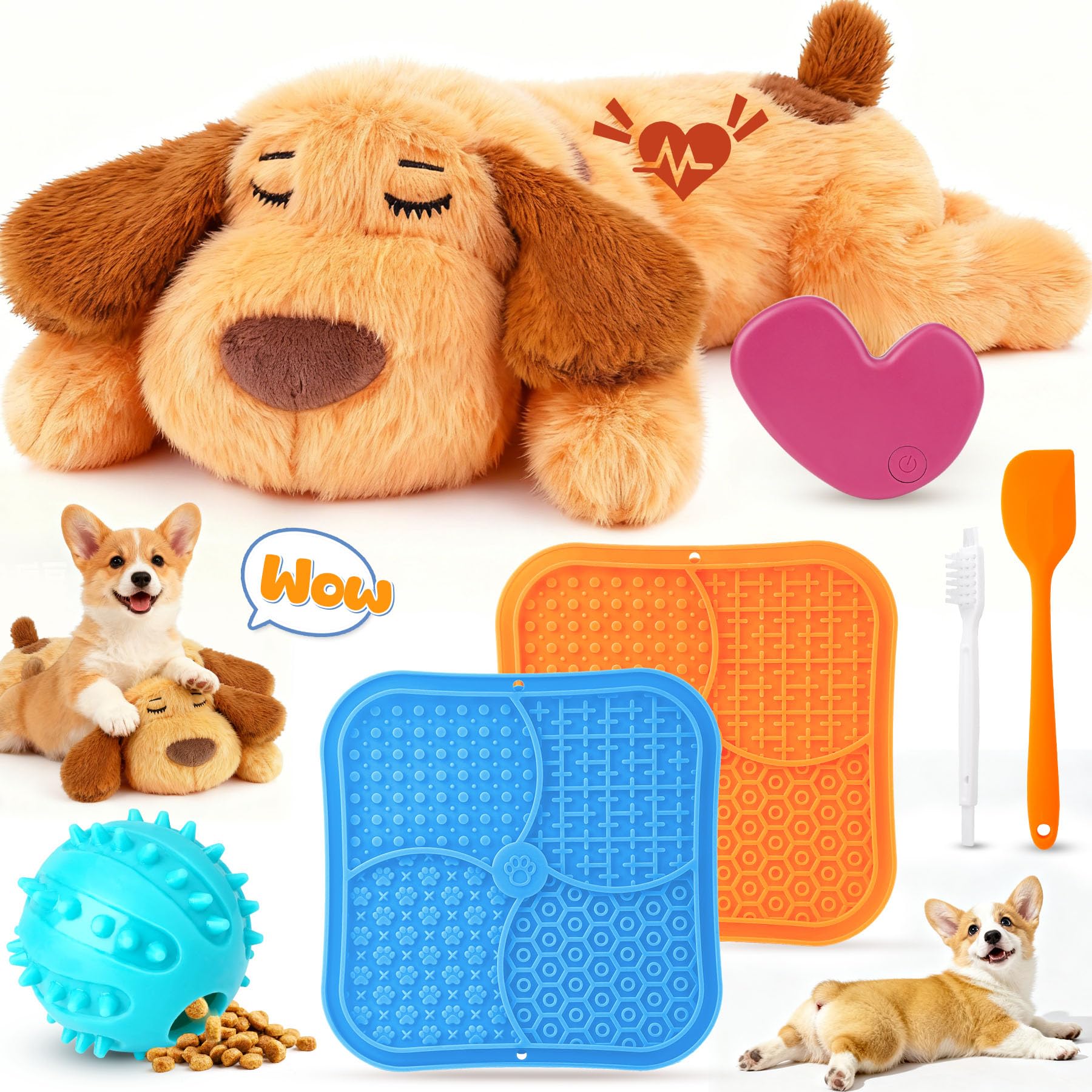 PatsFran heartbeat puppy toy calms puppies with soothing rhythm at bedtime.