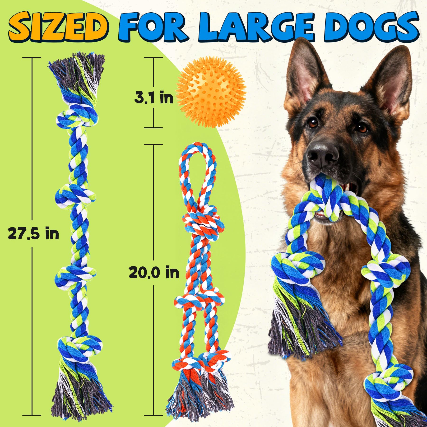 PatsFran heavy-duty rope toy for large dogs promotes strong tugging and teeth cleaning.