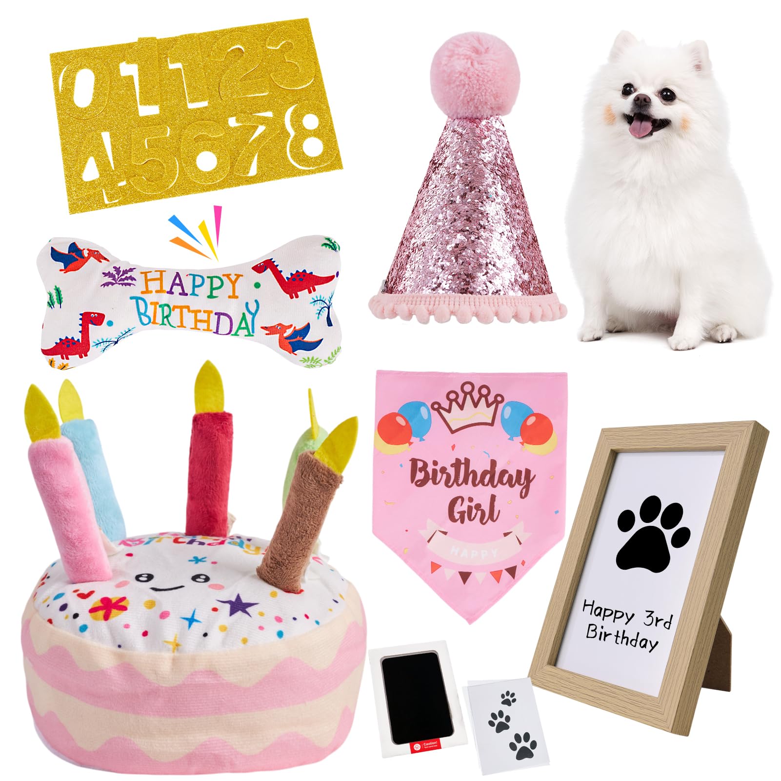 PATTEPOINT birthday cake toy, with squeaker, perfect for party play and photos.