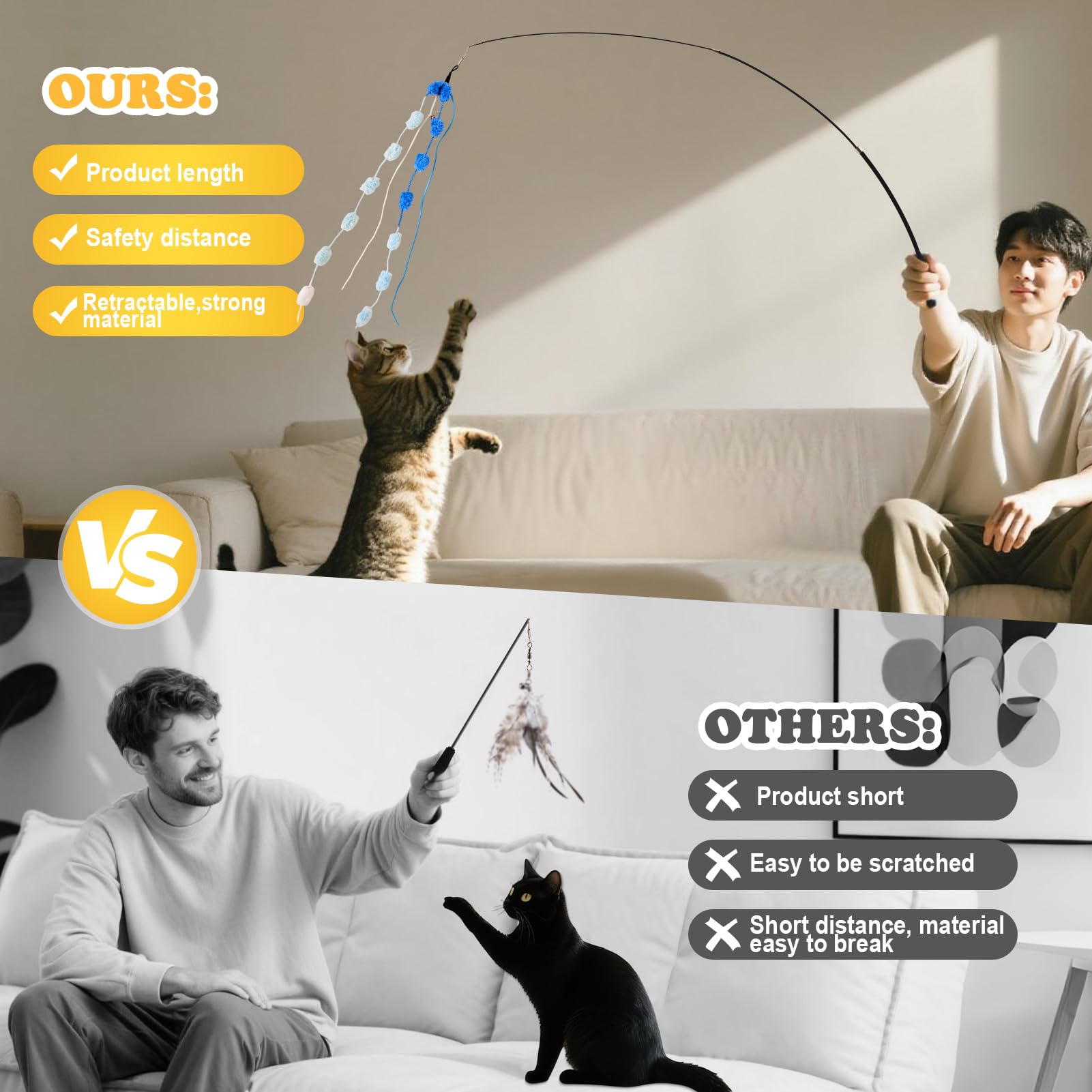 PATTEPOINT seven-color wool ropes with bells encourage hunting-like fun