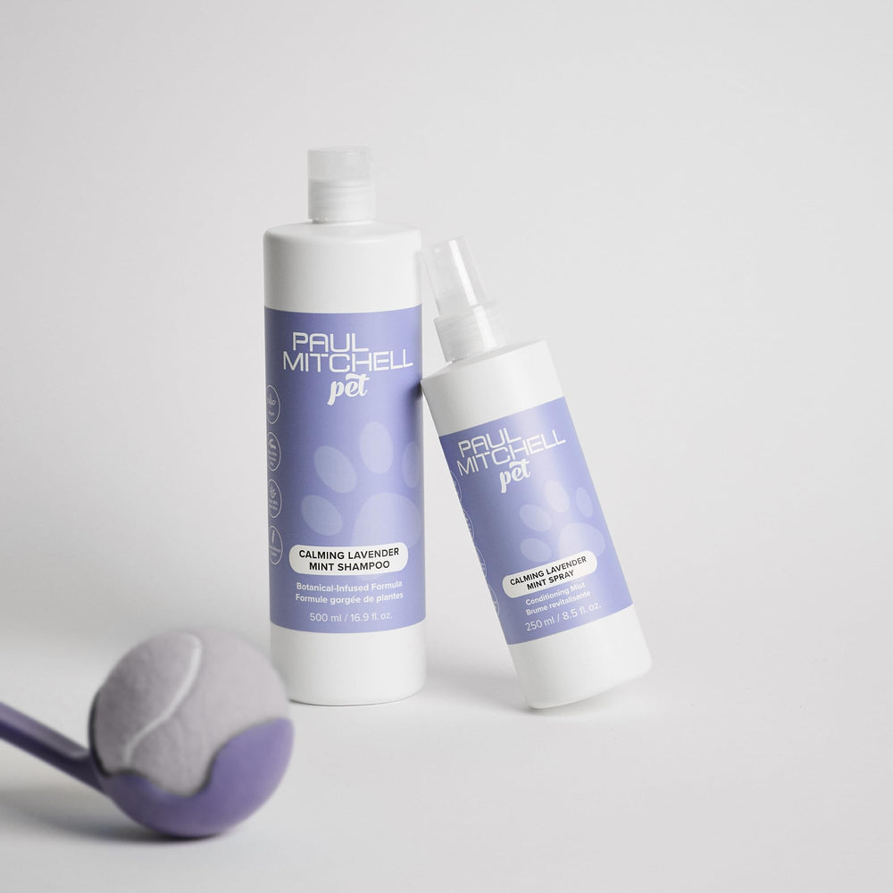 Paul Mitchell Pet label closeup emphasizes botanicals and vegan formula