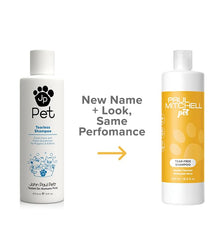 Paul Mitchell Pet Tear-Free Shampoo label close-up shows neutral pH concept.