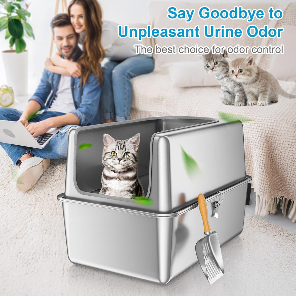 Durable stainless steel resists odors, keeping the box fresh between cleanings.