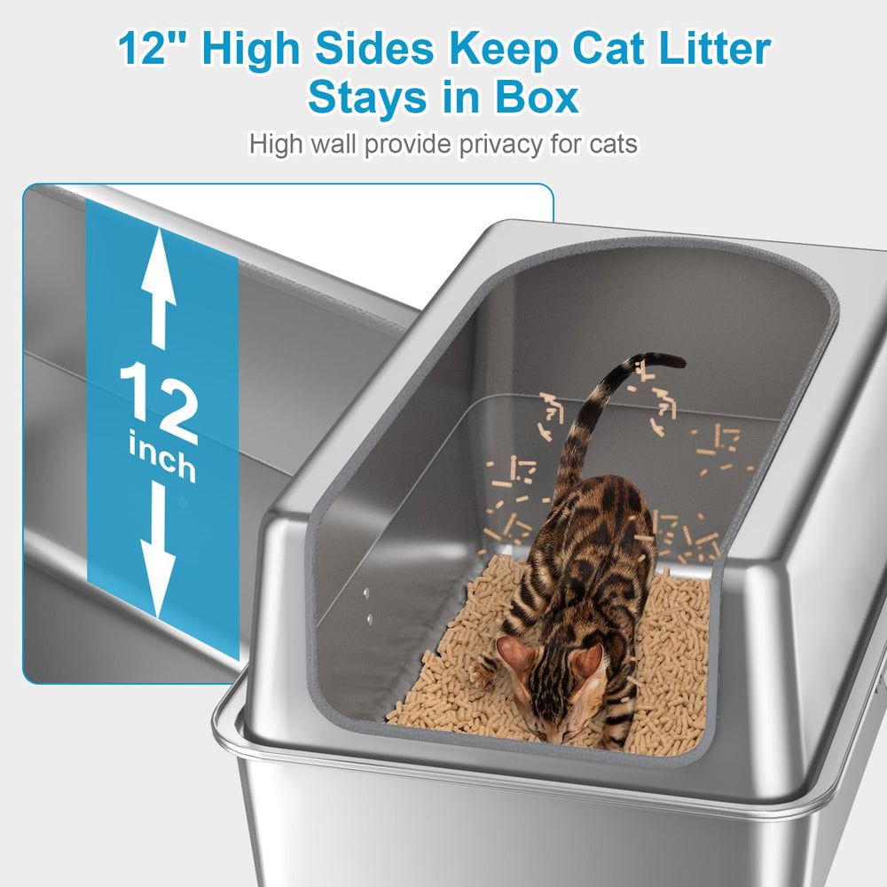 Paulmele non-stick stainless steel surface reduces litter cling and odors.
