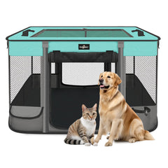 PAW BALLET foldable pet playpen top view shows compact setup for space-saving use