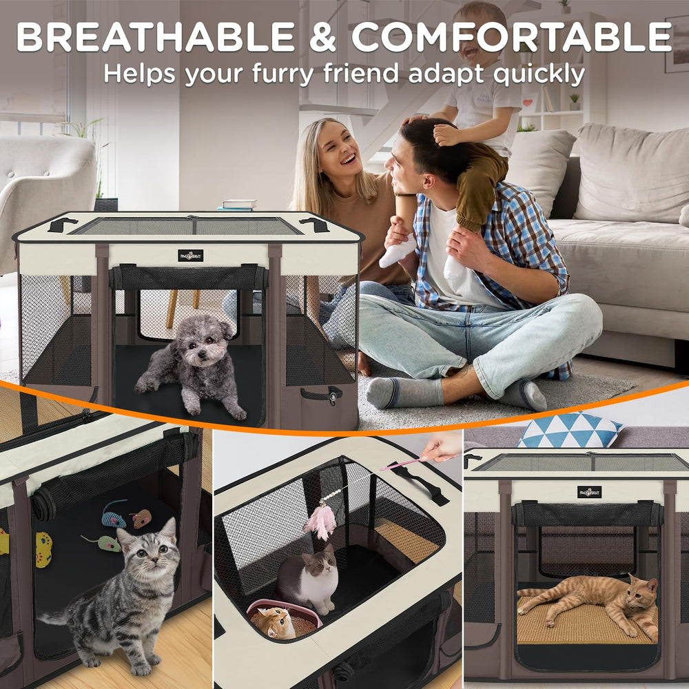 PAW BALLET foldable playpen side pocket keeps essentials handy