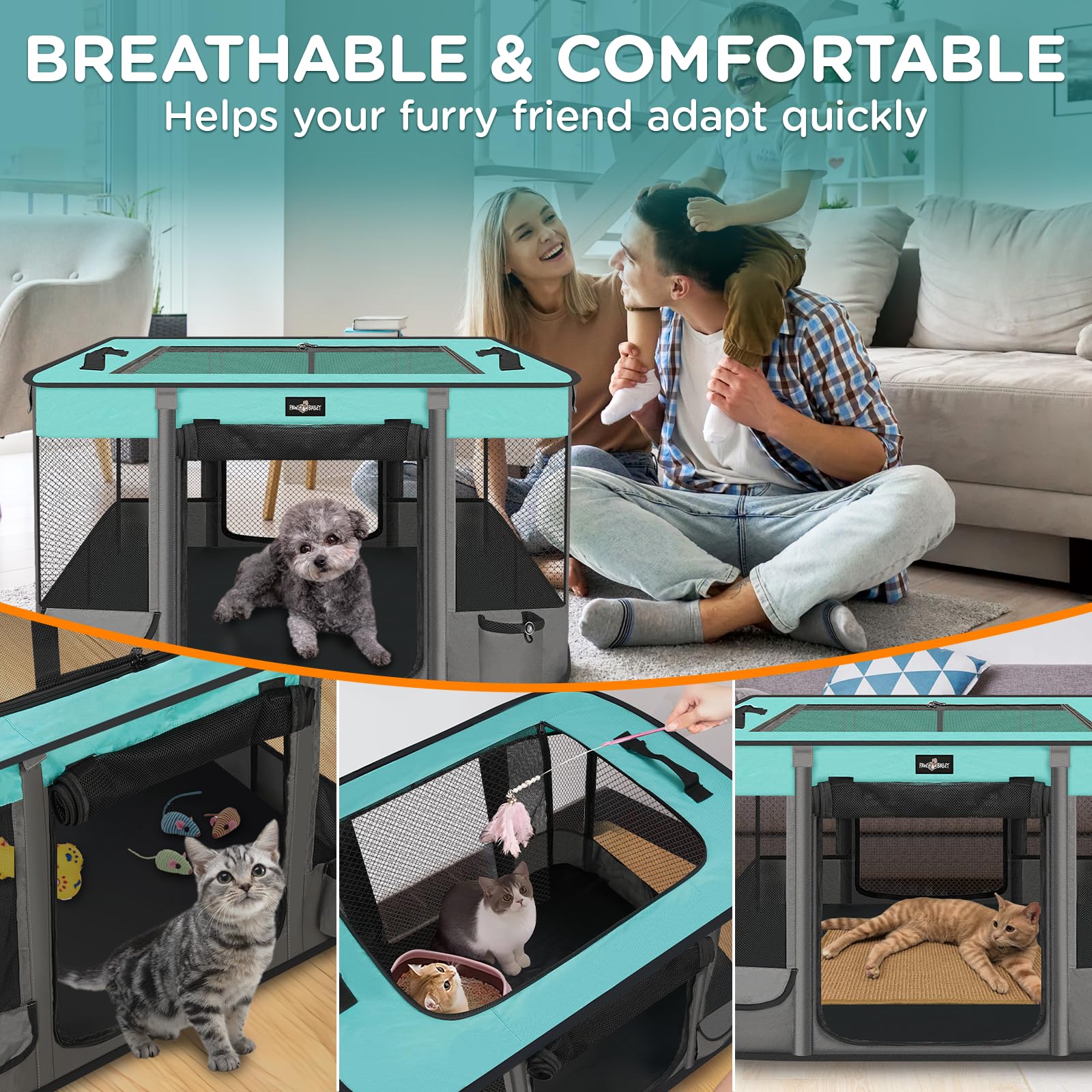 PAW BALLET quick-assembly design folds in minutes