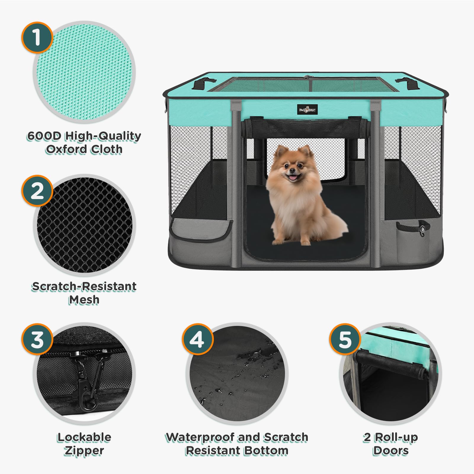 PAW BALLET two-door design offers easy pet access