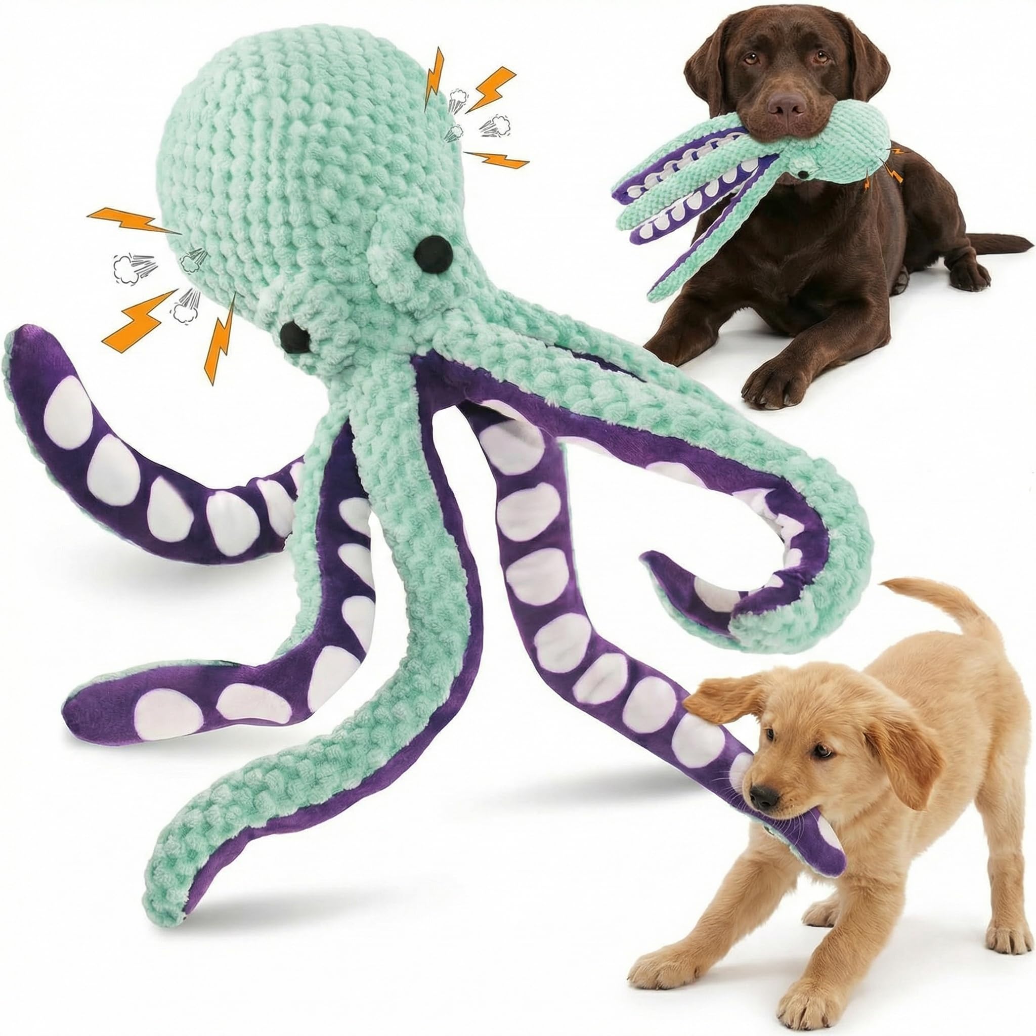 Paw-FECT Piece squeaky octopus toy for dogs, invites interactive play