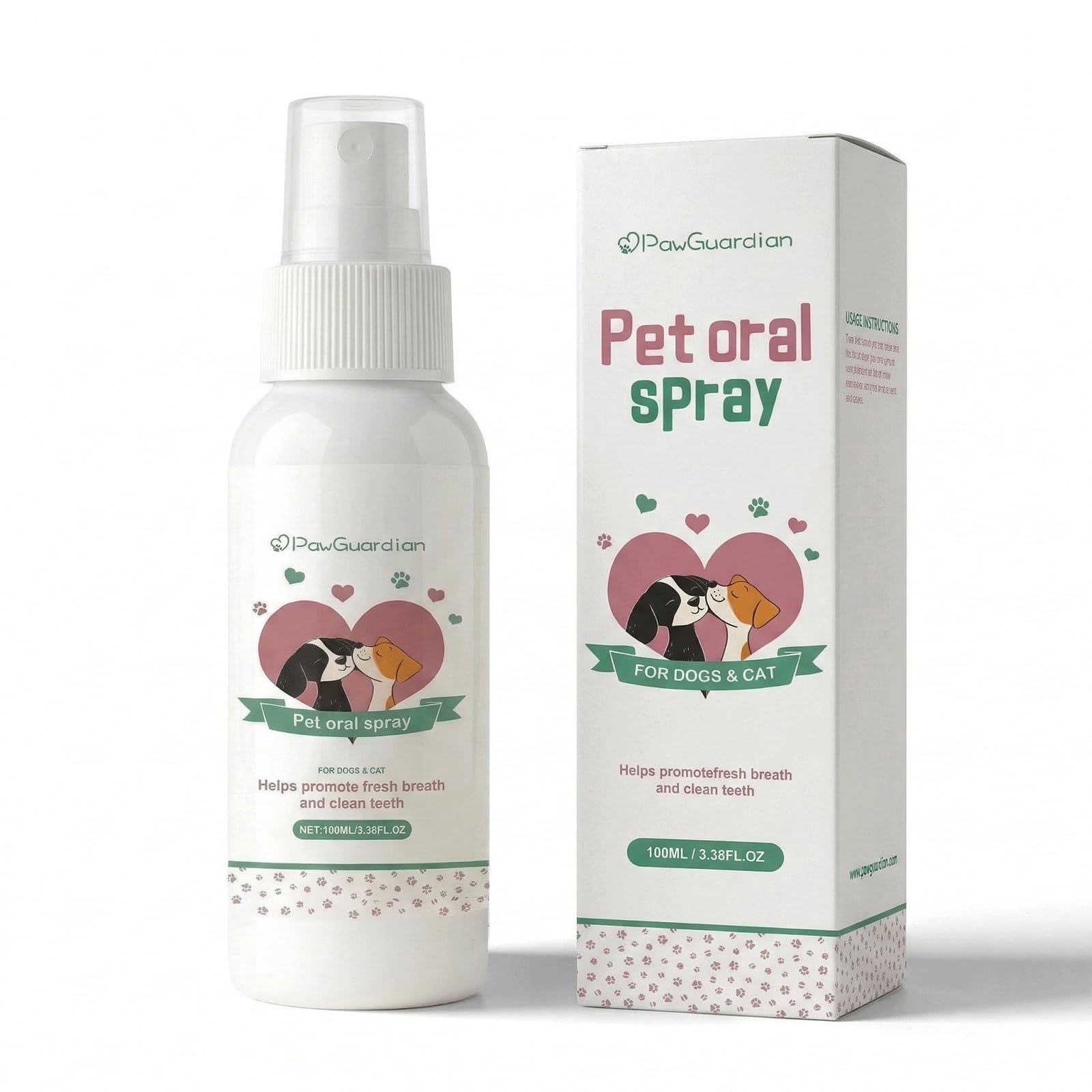 Paw Guardian Dental Spray bottle in action for brushless breath freshening.