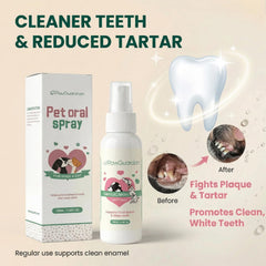 Paw Guardian probiotics spray application demonstrating oral care use.