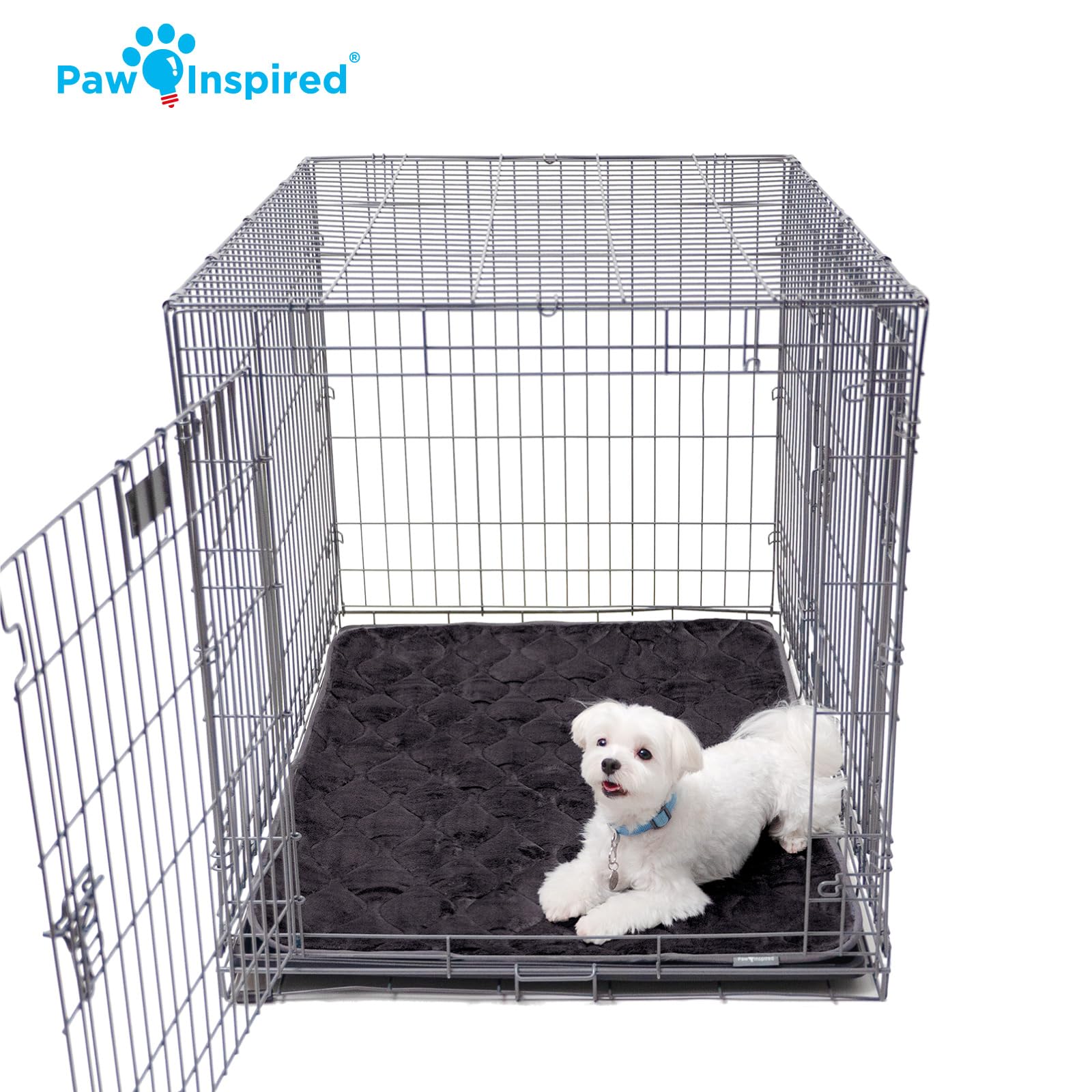 Paw Inspired machine-washable crate mat cleans quickly for busy homes.