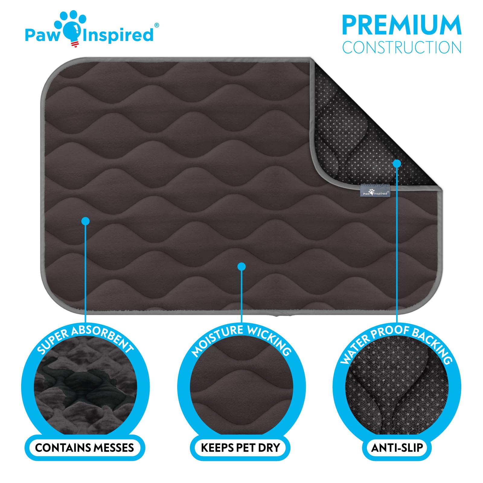 Paw Inspired machine-washable crate mat for easy cleaning after use.