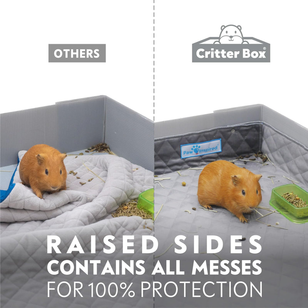 Paw Inspired Critter Box waterproof bottom protects surfaces from spills.