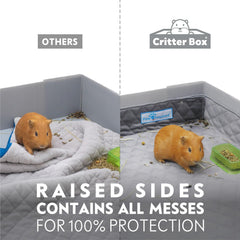 Paw Inspired Critter Box waterproof bottom protects surfaces from spills.
