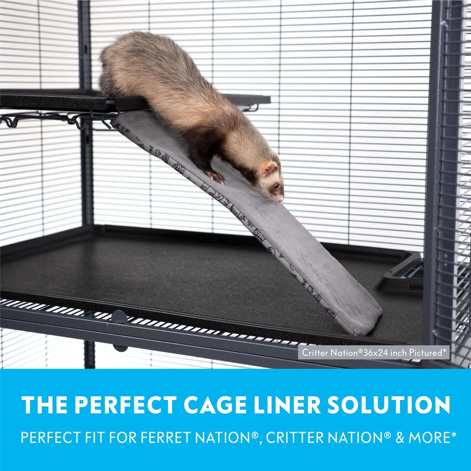 Padded liner cushions tiny feet during climbs for ferrets and rodents.
