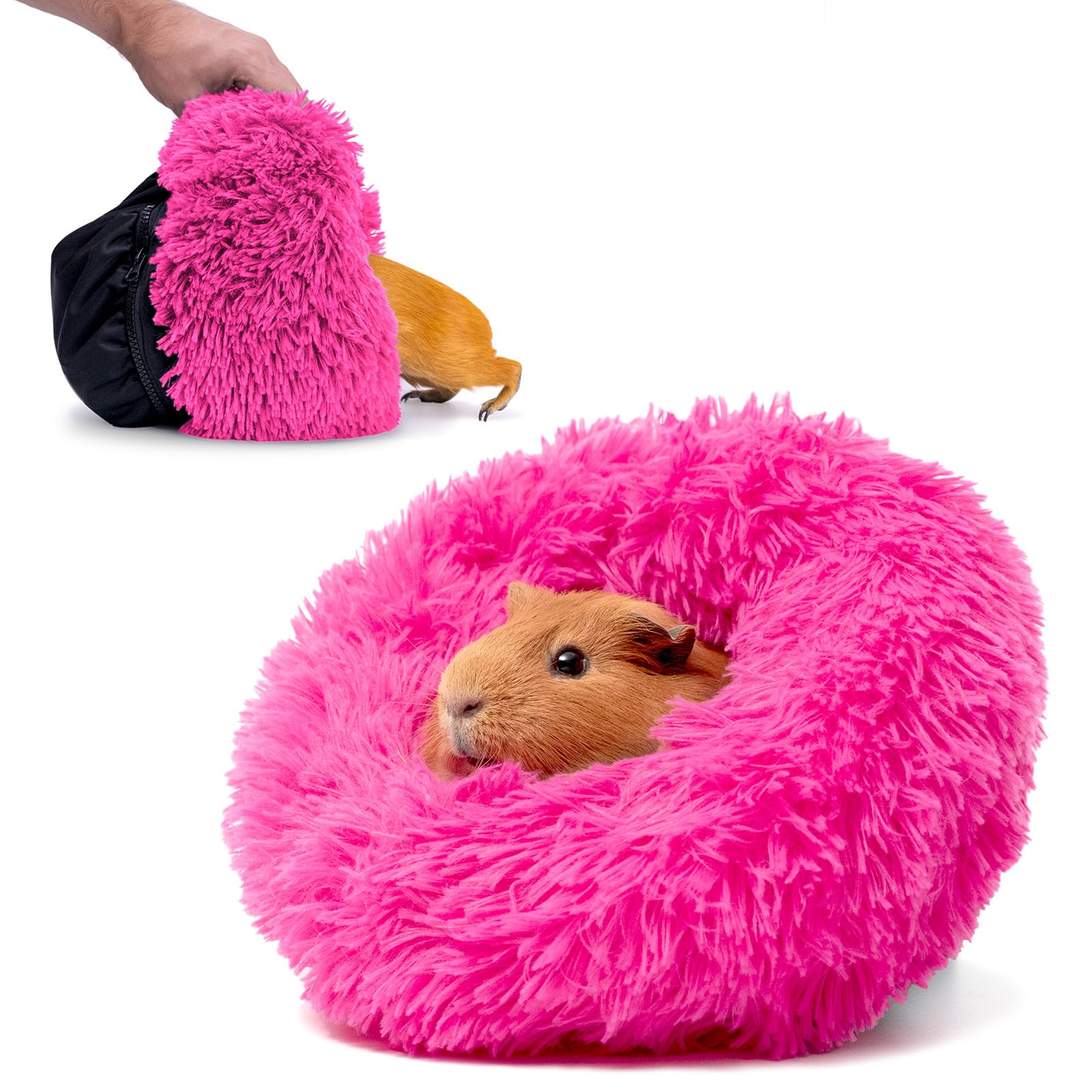 Paw Inspired Furr-O burrowing bed with zip-on base offers a cozy, digging-friendly hideout for small pets.