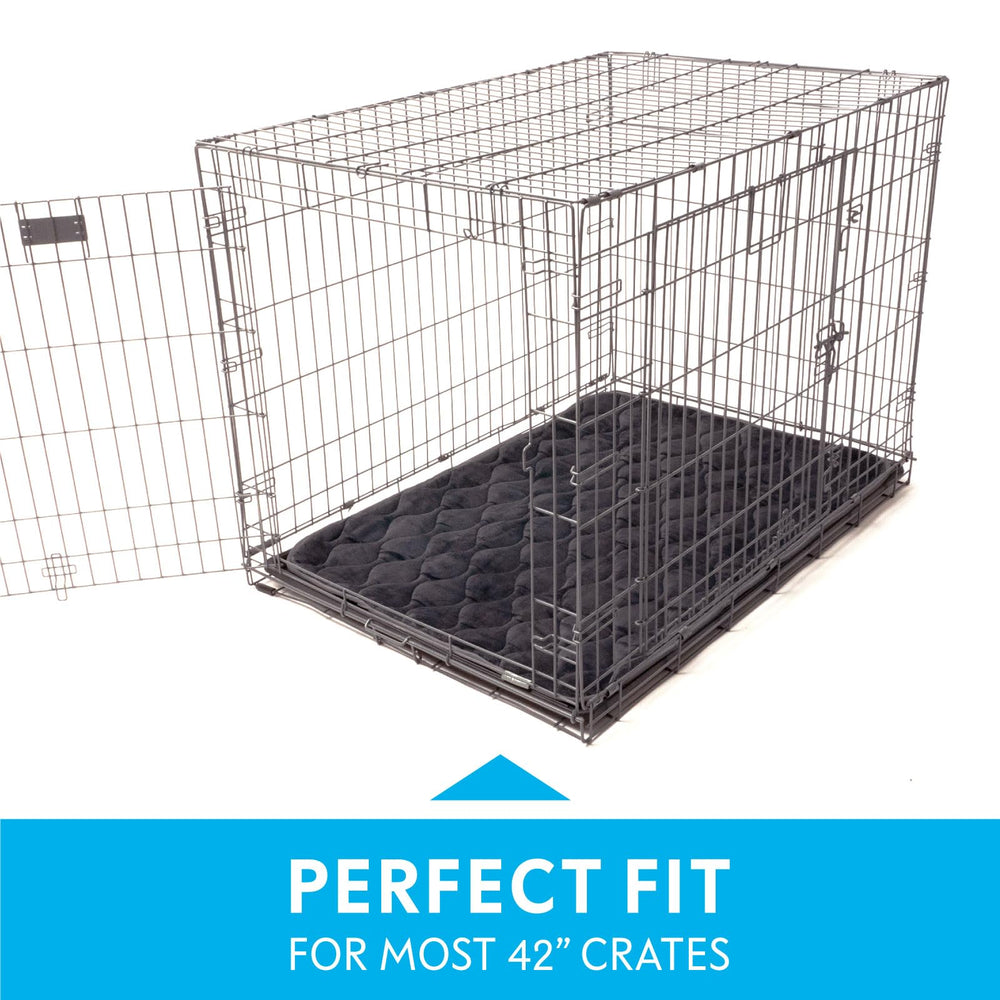 Paw Inspired multlayer crate pad with absorbent core for quick moisture control.