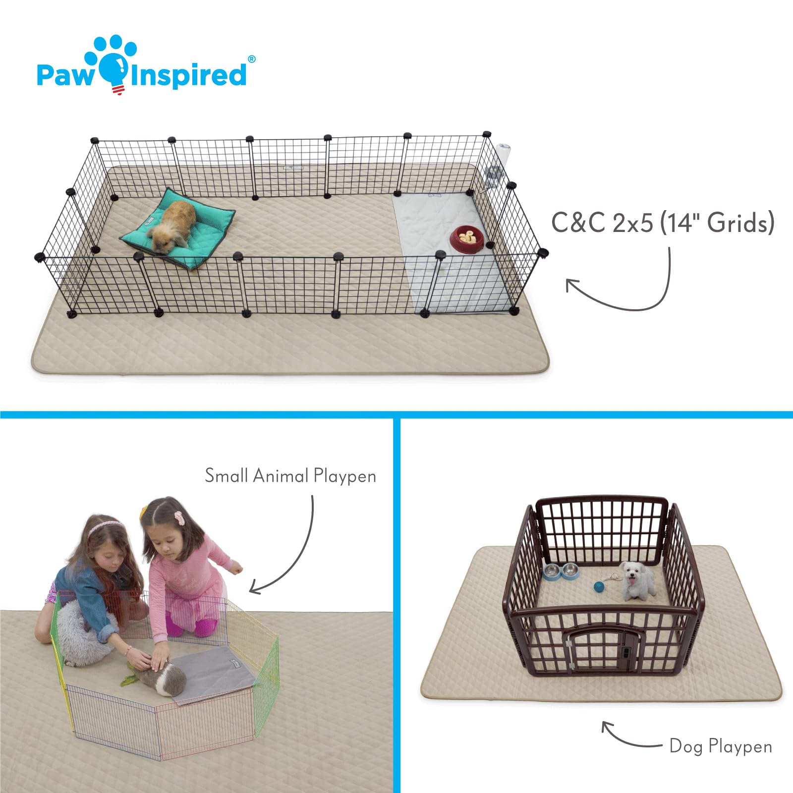 Paw Inspired Playpen Mat Sweep-EZ fleece close-up shows hair resistance and easy cleaning