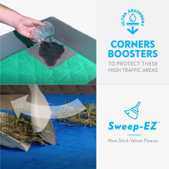Sweep-EZ fleece shown for easy hay cleanup and quick spot cleaning.