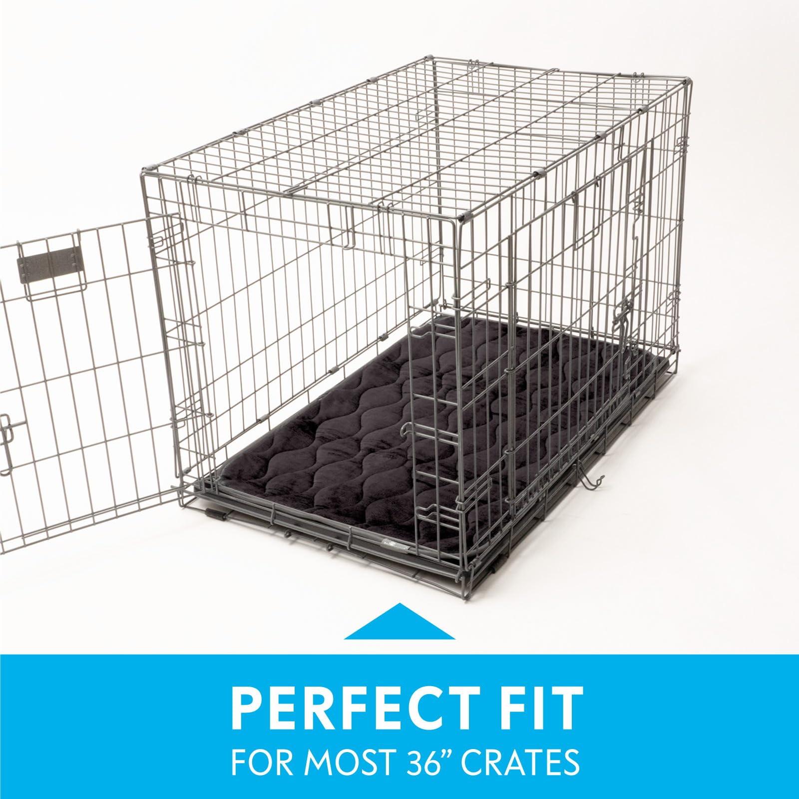 Paw Inspired gray crate mat with multi-layer design absorbs moisture and controls odors.