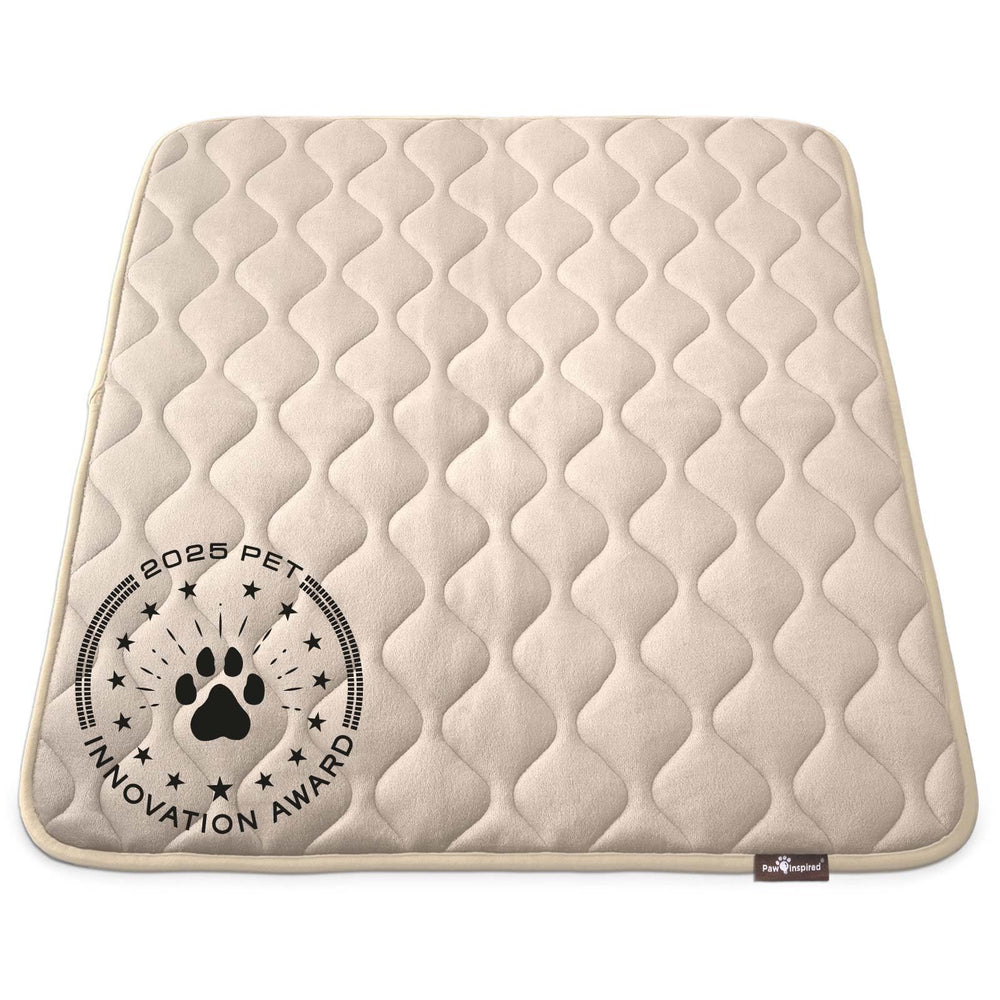 Paw Inspired washable padded crate mat 41x28 tan for plush crate naps