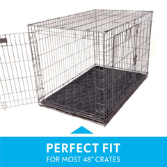 Paw Inspired gray crate mat with waterproof back protects crates.
