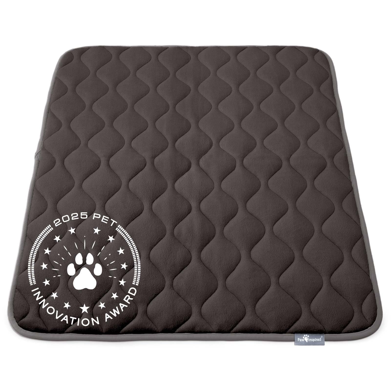 Paw Inspired gray crate mat with plush top for cozy naps.