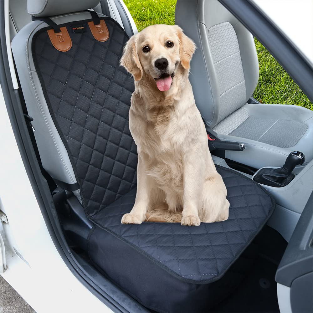 Paw Jamboree front seat cover on a dog-friendly car, waterproof protection for seats.