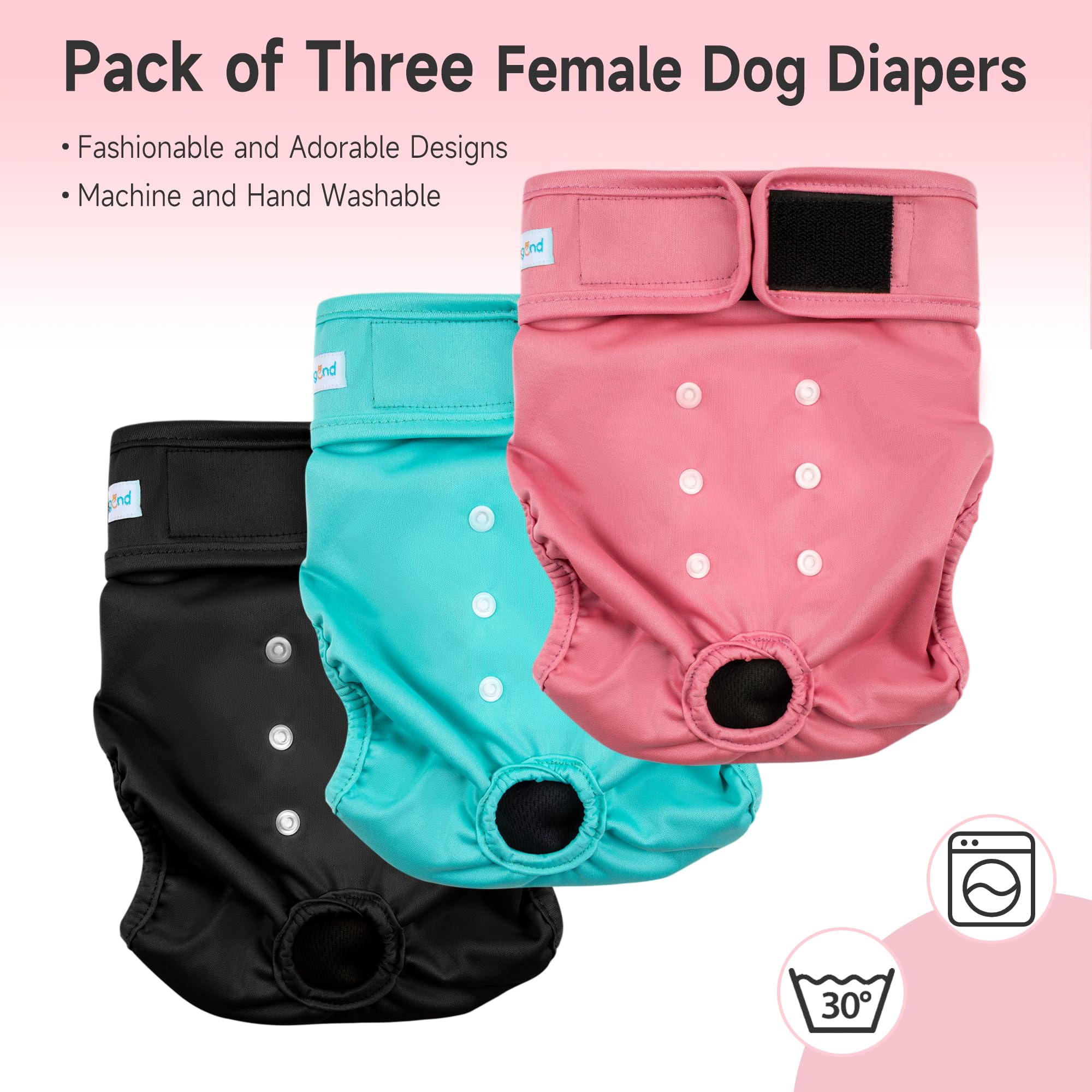 Paw Legend leak-proof dog diapers with adjustable fit for female dogs during heat.