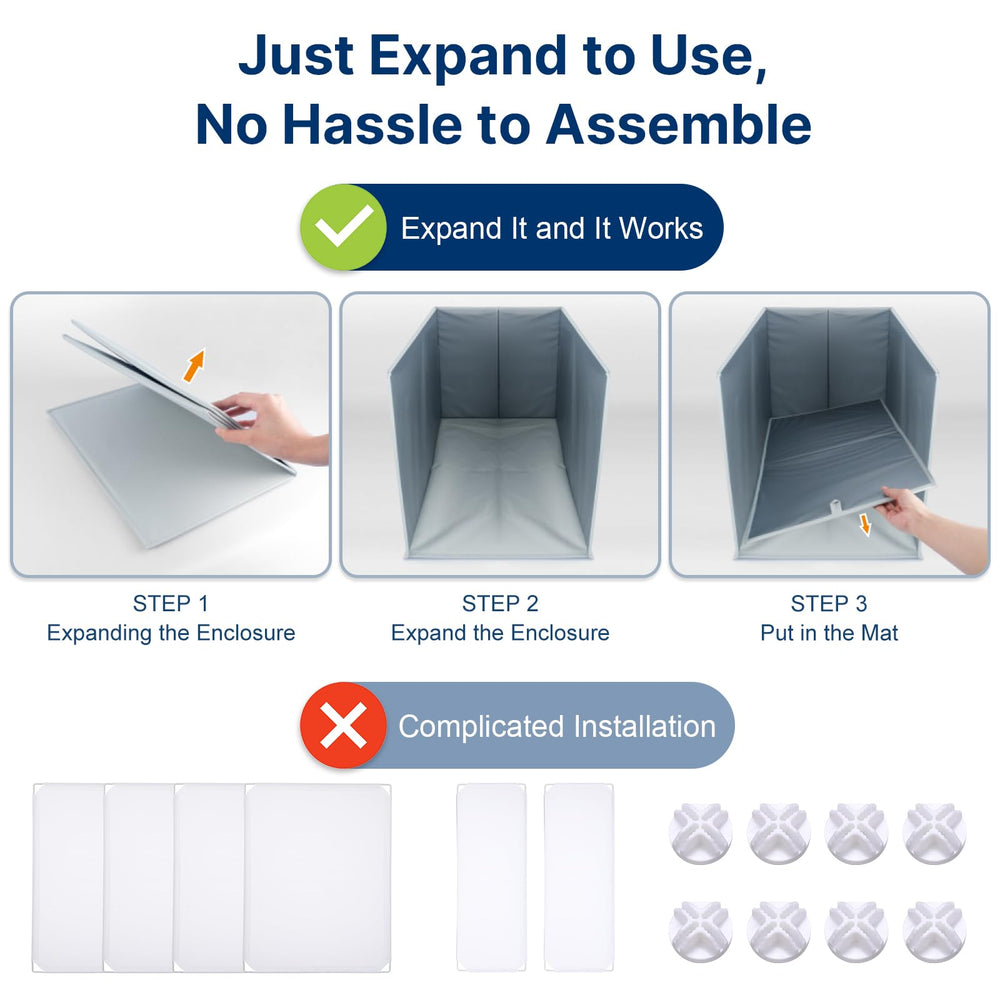 Paw Libero open-top enclosure enables quick litter pan insertion and removal.