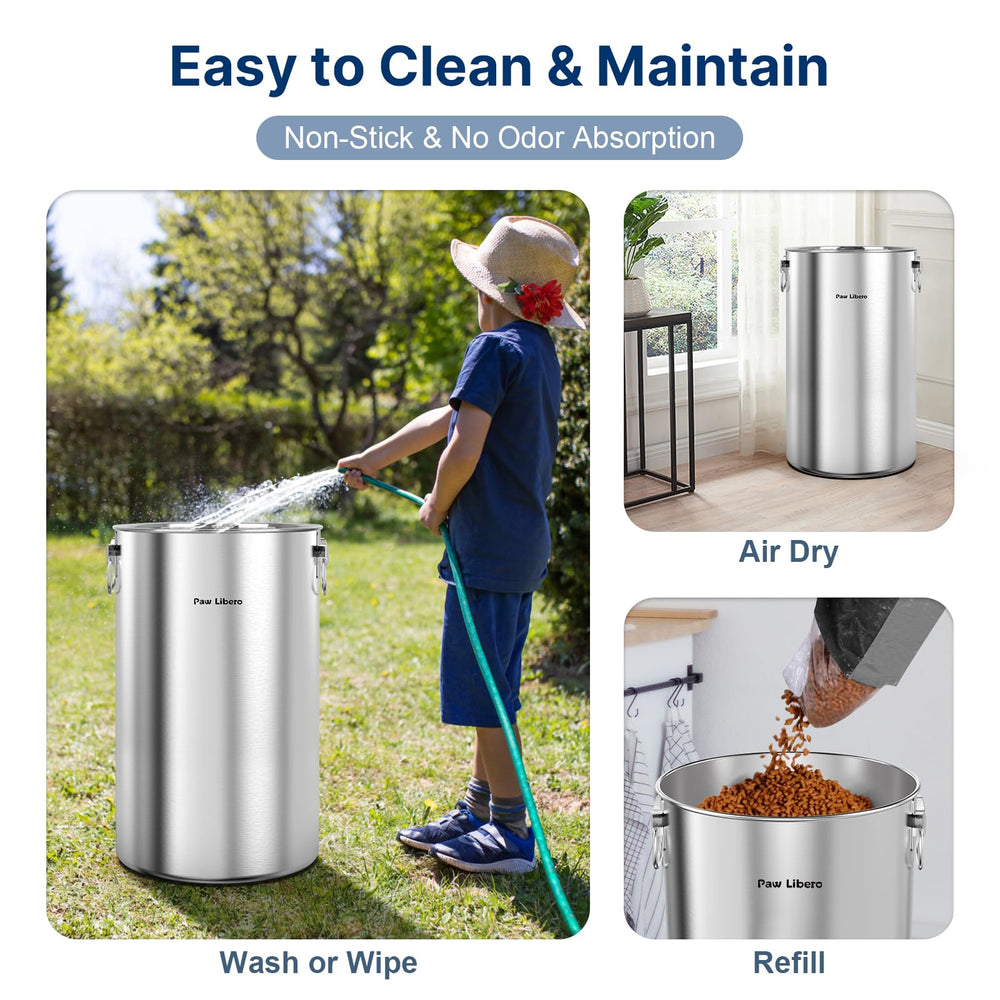 Paw Libero rust-resistant stainless steel for easy cleaning.