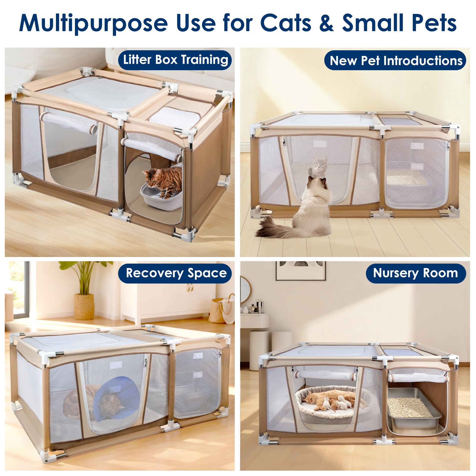 Paw Libero spacious cat playpen interior supports multiple pets and comfort.