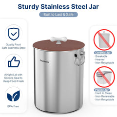 Paw Libero stainless steel body with seamless lid for durability