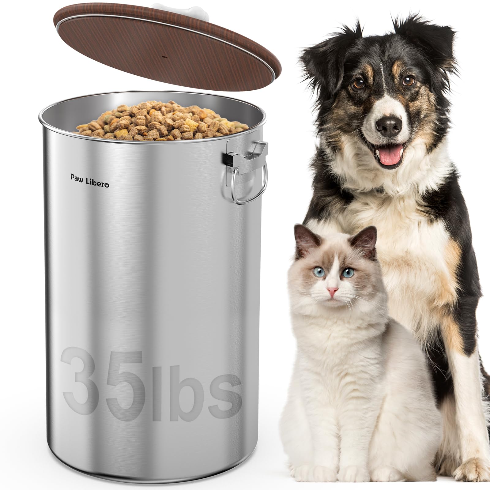 Paw Libero stainless steel dog food container for lasting freshness and easy storage.