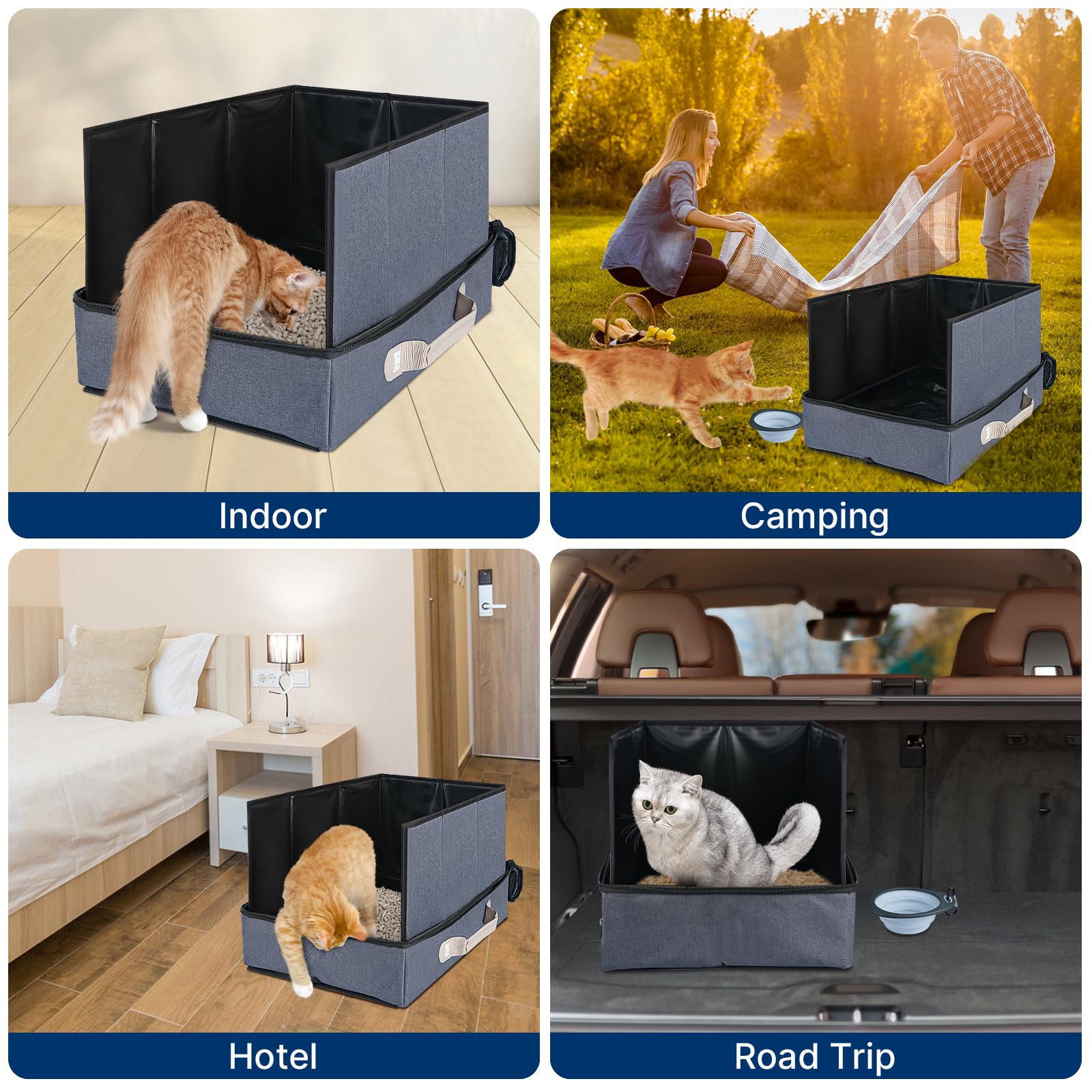 Paw Libero travel litter box with generous dimensions for comfortable digging