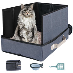 Paw Libero travel litter box with high-sided shield for clean hotel stays