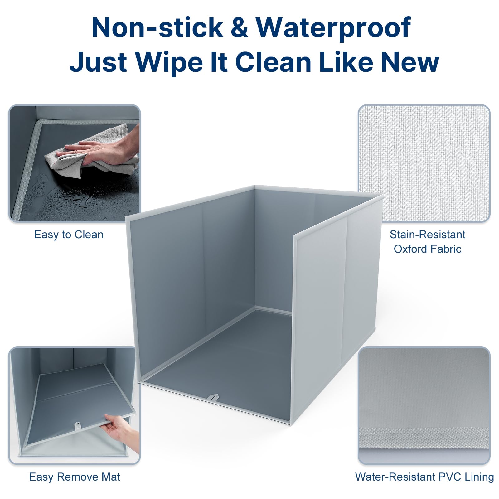 Paw Libero water-resistant PVC liner helps protect floors from spray.